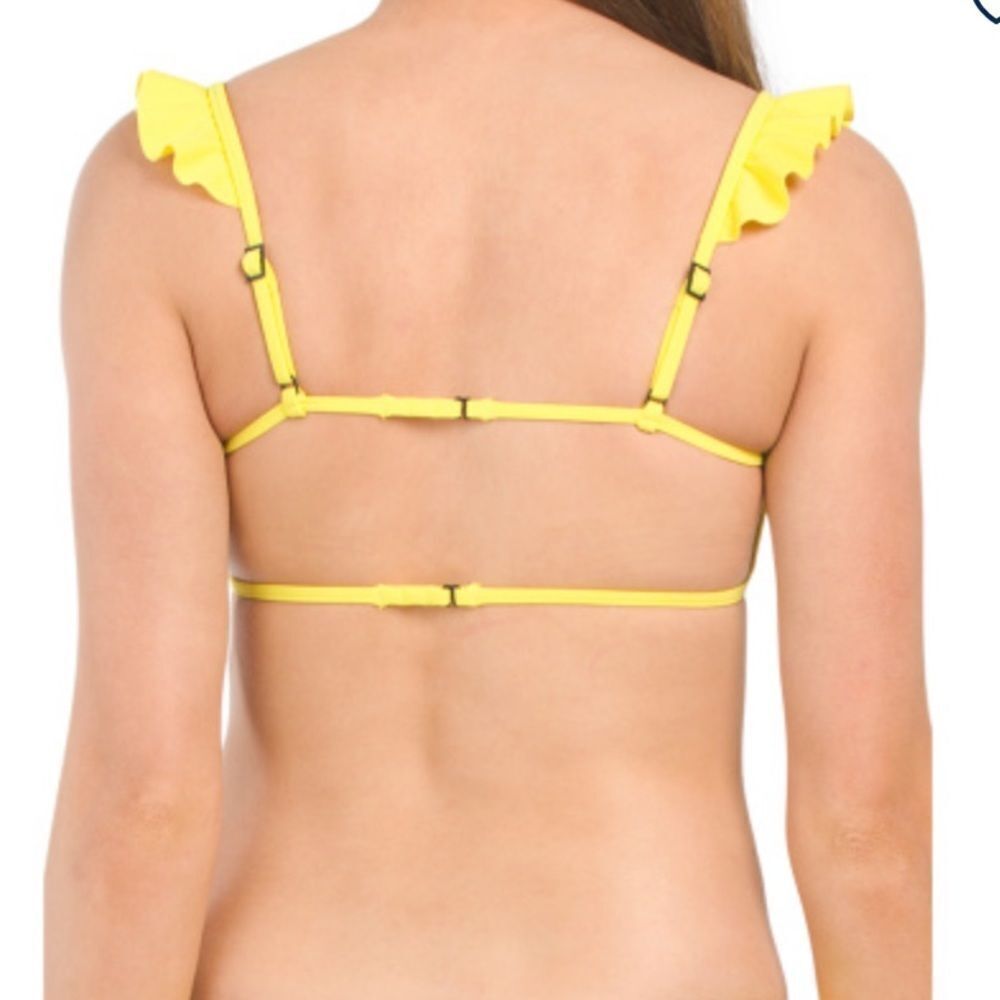 🌸 Kendall + Kylie Yellow Ruffle Bikini Top Size Large NWT - Picture 2 of 2